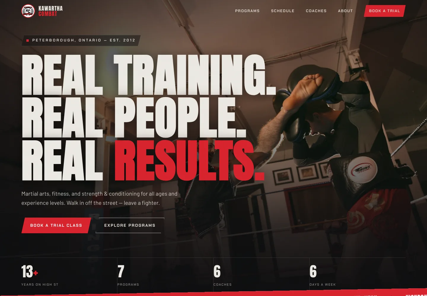 Kawartha Combat website homepage