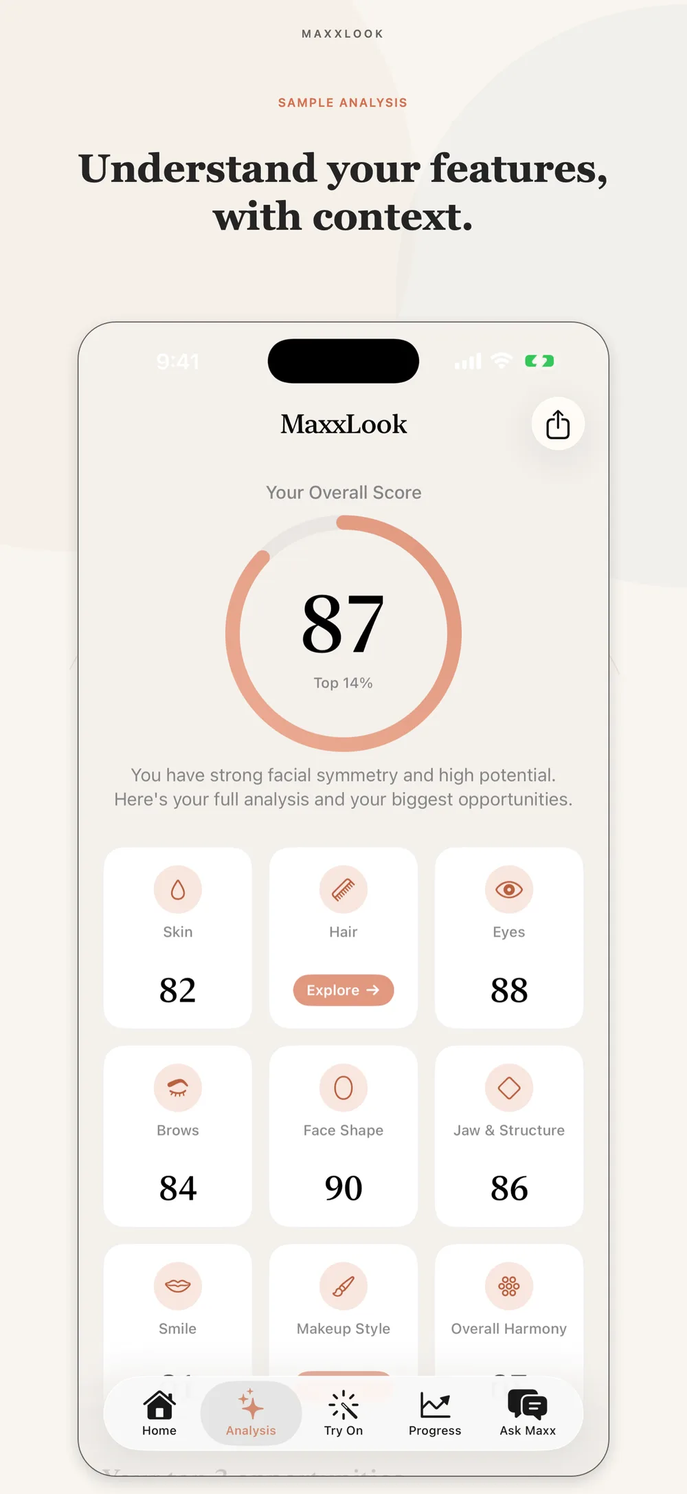 MaxxLook iOS app — photo analysis