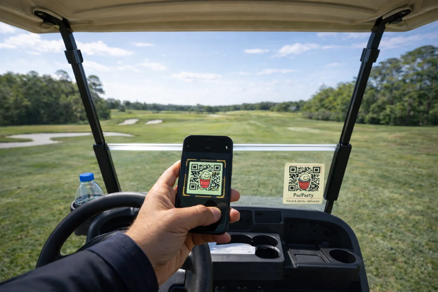 Scanning a ParParty QR code from a golf cart