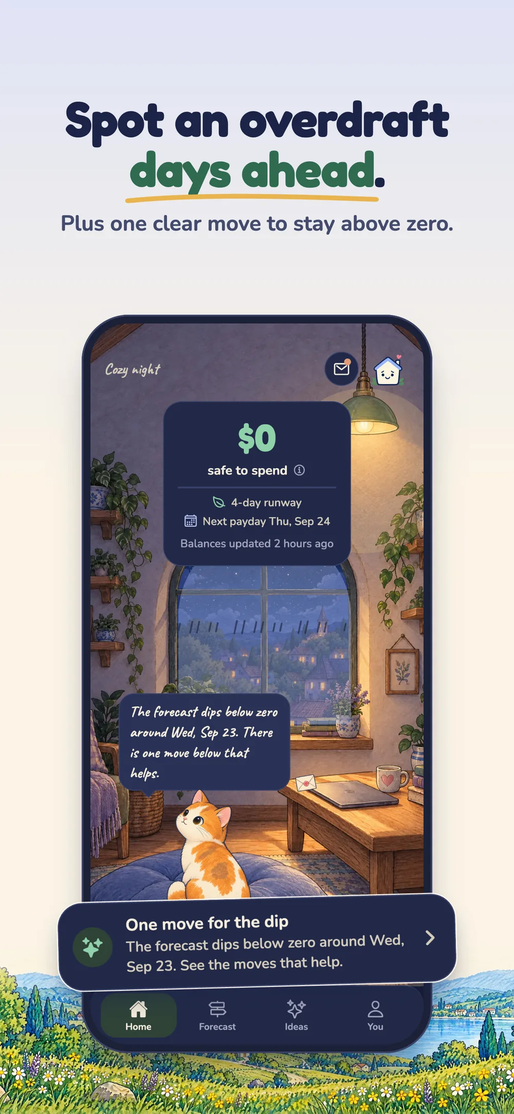 Shelter App Store creative — see an overdraft coming